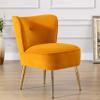 Accent Living Room Side Wingback Chair Ginger Velvet Fabric Upholstered Seat Chairs Occasional Bedroom Leisure Chairs view 1