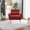 29.5"W Modern Chenille Accent Chair Armchair Upholstered Reading Chair Single Sofa Leisure Club Chair with Gold Metal Leg and Throw Pillow for Living Room Bedroom Dorm Room Office, Terracotta Chenille view 3