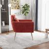 29.5"W Modern Chenille Accent Chair Armchair Upholstered Reading Chair Single Sofa Leisure Club Chair with Gold Metal Leg and Throw Pillow for Living Room Bedroom Dorm Room Office, Terracotta Chenille view 4