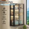 DouSeiAi Wall Cabinet, Storage Cabinet Wall Mount for Bathroom Kitchen Laundry Office, Wall Cabinets with Doors and Detachable Shelves, Black view 3