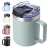 ALOUFEA 12oz Insulated Coffee Mug Cup with Handle, Stainless Steel Travel Coffee Mug with Flip Lid, Double Wall Vacuum Coffee Tumbler,Sage view 1