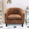 Accent Barrel Chair Living Room Chair with Nailheads and Solid Wood Legs Light Coffee Microfiber Fabric view 1