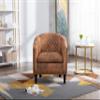 Accent Barrel Chair Living Room Chair with Nailheads and Solid Wood Legs Light Coffee Microfiber Fabric view 2