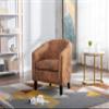 Accent Barrel Chair Living Room Chair with Nailheads and Solid Wood Legs Light Coffee Microfiber Fabric view 3