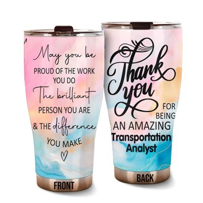 MEDROC Thank You Amazing Transportation Analyst Tumbler Stainless Steel 30oz, Appreciation Gifts for Coworkers, Employees & Staffs Women, Driking Coffee Cup For Teammates Birthday Christmas