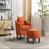Accent Chair with Ottoman, Mid Century Modern Barrel Chair Upholstered Club Tub Round Arms Chair for Living Room view 1