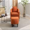 Accent Chair with Ottoman, Mid Century Modern Barrel Chair Upholstered Club Tub Round Arms Chair for Living Room view 4