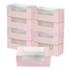 Restaurantware Pastry Tek 9.8 x 4.7 x 3.9 Inch Pastry Boxes 100 Disposable Donut Boxes - With Clear Window Easy Assembly Striped Paper Cookie Packaging Boxes For Muffins Or Mini Cakes view 1