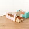 Restaurantware Pastry Tek 9.8 x 4.7 x 3.9 Inch Pastry Boxes 100 Disposable Donut Boxes - With Clear Window Easy Assembly Striped Paper Cookie Packaging Boxes For Muffins Or Mini Cakes view 3