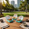 Restaurantware-2.5 x 2.5 x 2 Inch Mini Burger Boxes, 100 Clamshell Food Containers - Hinged Lid, Disposable, Turquoise Paper Take Out Boxes, Serve Sliders Or Finger Foods view 3