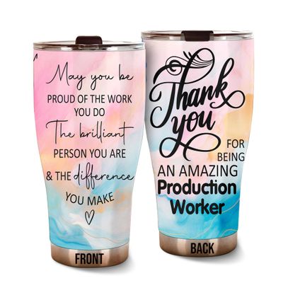 MEDROC Thank You Amazing Production Worker Tumbler Stainless Steel 30oz, Appreciation Gifts for Coworkers, Employees & Staffs Women, Driking Coffee Cup For Teammates Birthday Christmas