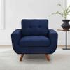 41" Linen Fabric Accent Chair, Mid Century Modern Armchair for Living Room, Bedroom Button Tufted Upholstered Comfy Reading Accent Sofa Chairs, Dark Blue view 1