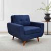 41" Linen Fabric Accent Chair, Mid Century Modern Armchair for Living Room, Bedroom Button Tufted Upholstered Comfy Reading Accent Sofa Chairs, Dark Blue view 2