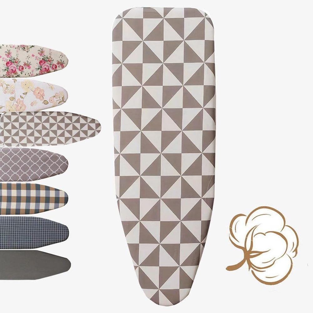 Ironing Board Cover Standard Size 12x35in 13x39in 13x43in 15x47in Natural Cotton Ironing Cover for Table Top, Drawstring Tightening, Durable(B1,Medium(100x34cm))