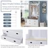 Vintage Style 38.5" Wide Hallway Coat Rack with 5 Metal Hooks and 2 Large Drawers Hall Tree, Metal drawer Handles Entryway Bench Coat Hanger, White view 3