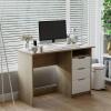 43.3Wood Corner Writing Table with Shelf 3 Drawers Storage, Oak & White view 1