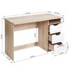 43.3Wood Corner Writing Table with Shelf 3 Drawers Storage, Oak & White view 2