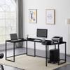 U-Shaped Computer Desk, Industrial Corner Writing Desk with CPU Stand, Gaming Table Workstation Desk for Home Office (Black) (Old SKU: WF198675AAB) view 1