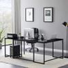U-Shaped Computer Desk, Industrial Corner Writing Desk with CPU Stand, Gaming Table Workstation Desk for Home Office (Black) (Old SKU: WF198675AAB) view 3