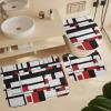 ZGDPBYF Bathroom Rugs Sets 3 Piece, Black White Red Mid Century Modern Bath Rugs,Non-Slip Bathroom Rug Mat Set Spotted Leopard Print with Toilet Rug U Shaped for Bathroom,Tub Shower, Bath Mat Set view 1