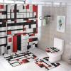 ZGDPBYF Bathroom Rugs Sets 3 Piece, Black White Red Mid Century Modern Bath Rugs,Non-Slip Bathroom Rug Mat Set Spotted Leopard Print with Toilet Rug U Shaped for Bathroom,Tub Shower, Bath Mat Set view 2
