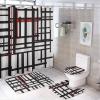 ZGDPBYF Black and White Red Geometric Line Art Bathroom Rug Set of 3, Spotted Leopard Print 3 Pieces Bath Mats Set for Bathroom, Washable Cover Floor Rug Decorations for Kitchen Bathroom Bedroom view 2