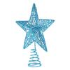 Ciieeo Glitter Star Christmas Tree Topper Hallow Design Xmas Tree Finials Star Sparkling Metallic Treetop Decoration for Holiday New Year Decor Blue view 1