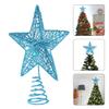 Ciieeo Glitter Star Christmas Tree Topper Hallow Design Xmas Tree Finials Star Sparkling Metallic Treetop Decoration for Holiday New Year Decor Blue view 4