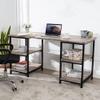 59 Inches Computer Desk Trestle Desk with Both Side 2-Tier Shelves, Modern Simple Style Study Work Game Desk, Workstation Home Office Table, Rustic Wood Desk view 1