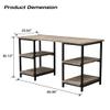 59 Inches Computer Desk Trestle Desk with Both Side 2-Tier Shelves, Modern Simple Style Study Work Game Desk, Workstation Home Office Table, Rustic Wood Desk view 2
