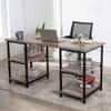 59 Inches Computer Desk Trestle Desk with Both Side 2-Tier Shelves, Modern Simple Style Study Work Game Desk, Workstation Home Office Table, Rustic Wood Desk view 3