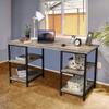 59 Inches Computer Desk Trestle Desk with Both Side 2-Tier Shelves, Modern Simple Style Study Work Game Desk, Workstation Home Office Table, Rustic Wood Desk view 4