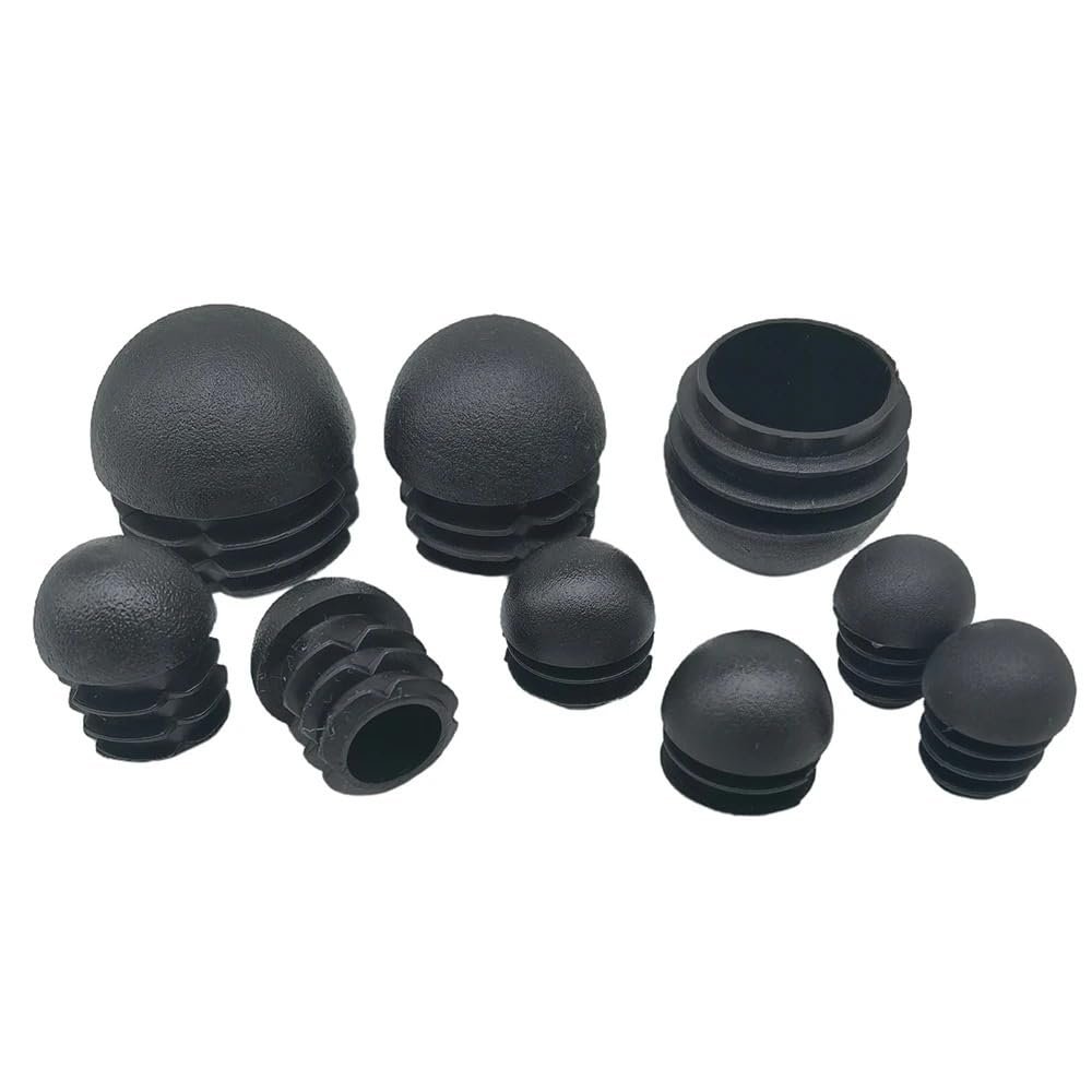 GatherTOOL 2/4/10Pcs Black Domed Round Plastic Blanking End Caps Chair Feet Tube Pipe Inserts Plug 16/20/28/30/35/38/40/42/45/48/50mm (Color : Black 25mm, Size : 10pcs)