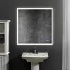 36 x 36 Inch Frameless LED Illuminated Bathroom Wall Mirror, Touch Button Defogger, Square, Silver view 4