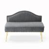 46.5" Width Modern Upholstered Pleated Velvet Loveseat Sofa Tufted Dining Bench Office Loveseat Couch Armless Mid-Century Settee Luxury 2 Seater Sofa with Golden Legs for Living Room Bedroom,Grey view 1