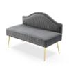 46.5" Width Modern Upholstered Pleated Velvet Loveseat Sofa Tufted Dining Bench Office Loveseat Couch Armless Mid-Century Settee Luxury 2 Seater Sofa with Golden Legs for Living Room Bedroom,Grey view 3