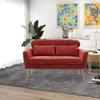 51" W Modern Chenille Loveseat Small Sofa Small Mini Room Couch Two-Seater Sofa with 2 Throw Pillows Gold Metal Legs for Small Space Office Studio Apartment Bedroom, Terracotta Chenille view 3