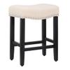 Costaelm 24" Upholstered Counter Height Bar Stool, Backless Kitchen Island Stool with Linen Cushion, Black/Beige view 1