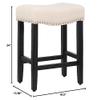 Costaelm 24" Upholstered Counter Height Bar Stool, Backless Kitchen Island Stool with Linen Cushion, Black/Beige view 2
