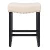 Costaelm 24" Upholstered Counter Height Bar Stool, Backless Kitchen Island Stool with Linen Cushion, Black/Beige view 3