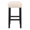 Costaelm 24" Upholstered Counter Height Bar Stool, Backless Kitchen Island Stool with Linen Cushion, Black/Beige view 4
