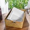 Baluue Retro Hand-woven Seaweed Storage Basket Multi-functional Sundries Organizer Box for Home Clothes Yellow view 2