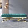 ELODEK Velvet Upholstered Bench Seat,Comfy Entryway Shoe Bench with Golden Base,Multifunction Accent Sofa Bench 100x38x42cm(Size:60x38x42cm(24x15x17inch),Color:Blue) view 1