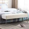 ELODEK End of Bed Bench with Metal Legs,Upholstered Bedroom Bench Leather Bench Seat,Modern Multifunction Shoe Bench 80x40x45cm(Size:80x40x45cm(31x16x18inch),Color:White) view 1
