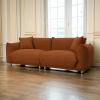 3 Seater Oversized Cloud Couch Loveseat Sofa with 2 Pillows, Comfy Sherpa Lambswool Fabric Minimalist Modular Sectional Sofa Couches with Metal Legs for Small Spaces Living Room Apartment, Red view 3