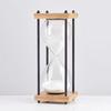 VINGAA Sand Timer, Glass Hourglass Timer, Metal Stand + Bamboo Hourglass Sand Timer, Work and Study 30 Minute Hourglass, Exquisite Desktop Hourglass Decor, Hourglass, for Home, School, Cafe, Office view 1