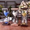 VINGAA Sand Timer, Glass Hourglass Timer, Metal Stand + Bamboo Hourglass Sand Timer, Work and Study 30 Minute Hourglass, Exquisite Desktop Hourglass Decor, Hourglass, for Home, School, Cafe, Office view 2