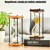 VINGAA Sand Timer, Glass Hourglass Timer, Metal Stand + Bamboo Hourglass Sand Timer, Work and Study 30 Minute Hourglass, Exquisite Desktop Hourglass Decor, Hourglass, for Home, School, Cafe, Office view 4