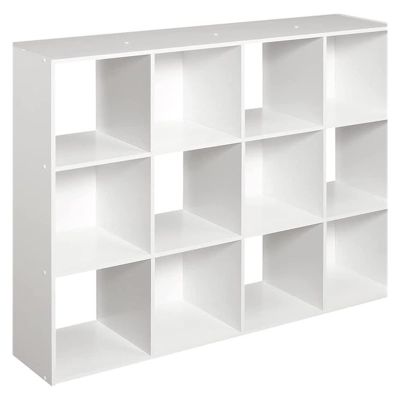 HEXEH Shelf Bookcase 3-Layer Storage Shelf Bracket White/Dark Brown 12 Cube Storage Boxes Bookcases Wooden Bookshelves Open Bookshelves Bookcase Storage Shelves (Color : White)