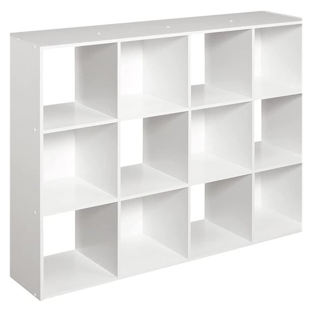 HEXEH Shelf Bookcase 3-Layer Storage Shelf Bracket White/Dark Brown 12 Cube Storage Boxes Bookcases Wooden Bookshelves Open Bookshelves Bookcase Storage Shelves (Color : White)